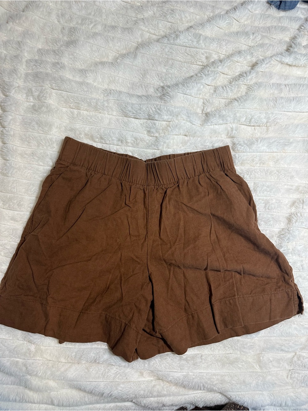 GAP Brown Linen Blend Pull-On Shorts Elastic Waist Size Medium